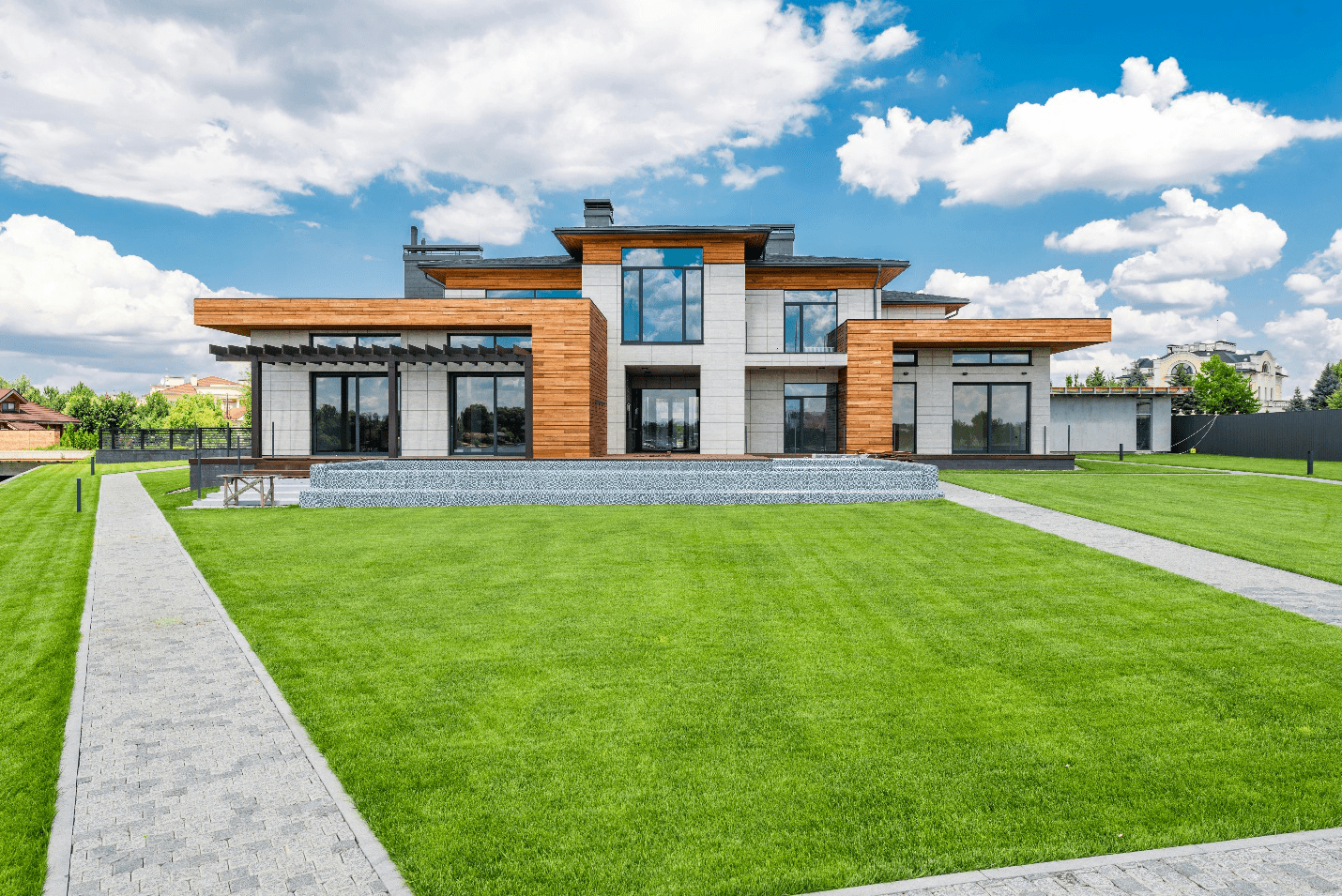 Mowed lawn of a house